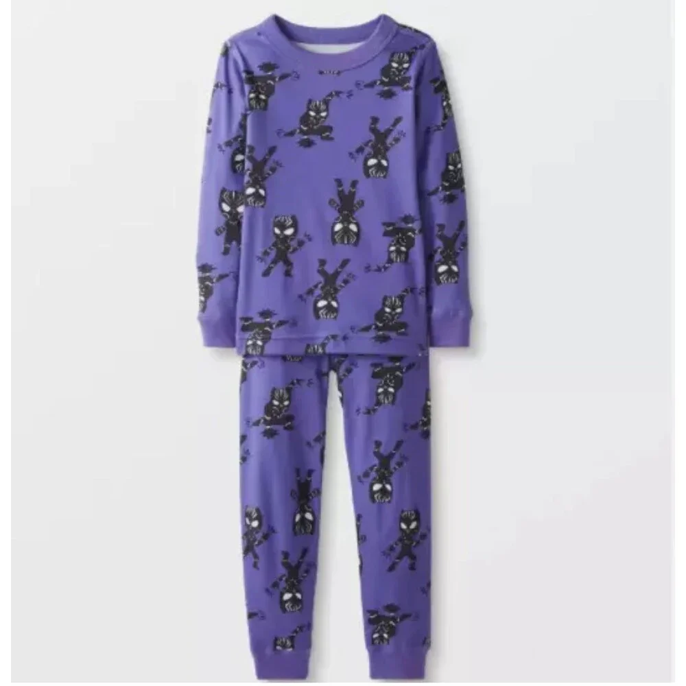 Hanna Andersson Black Panther Marvel Halloween Candy Long John Pajamas Size 4